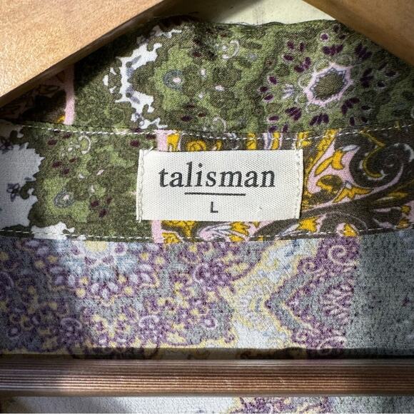 Talisman Paisley Long Sleeve Button Front Dress Size Large - Picture 7 of 8